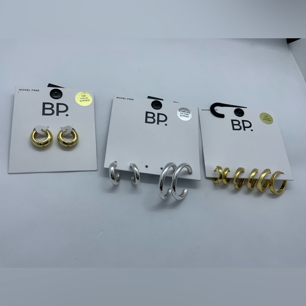 BP. Gold and Silver Hoop Earrings Trio